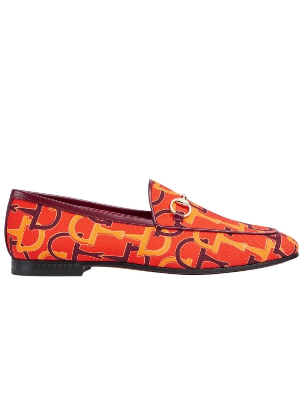 Gucci Jordaan Horsebit Canvas Loafers Orange Red EU 36.5/US 6.5 431467